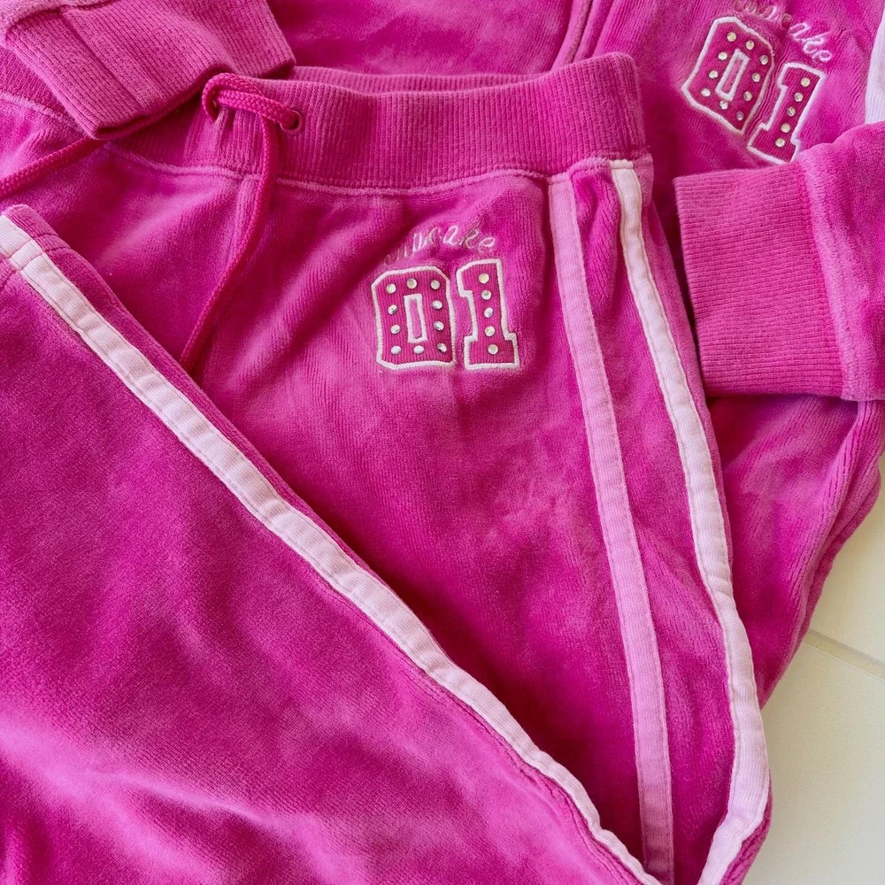 Vintage Gymboree Hot Pink Velour Full Zip Hoodie Tracksuit Size 4T